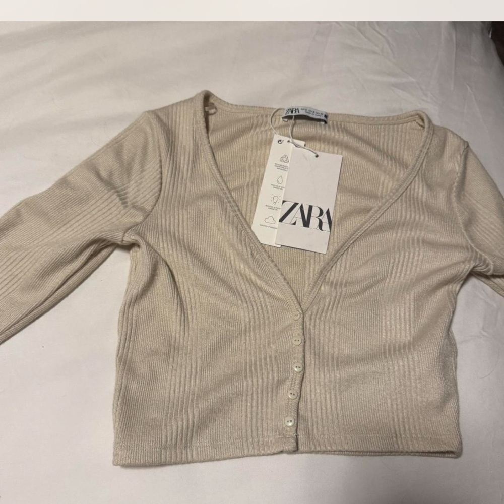 Zara Cream Button-Up Women's Sweater
